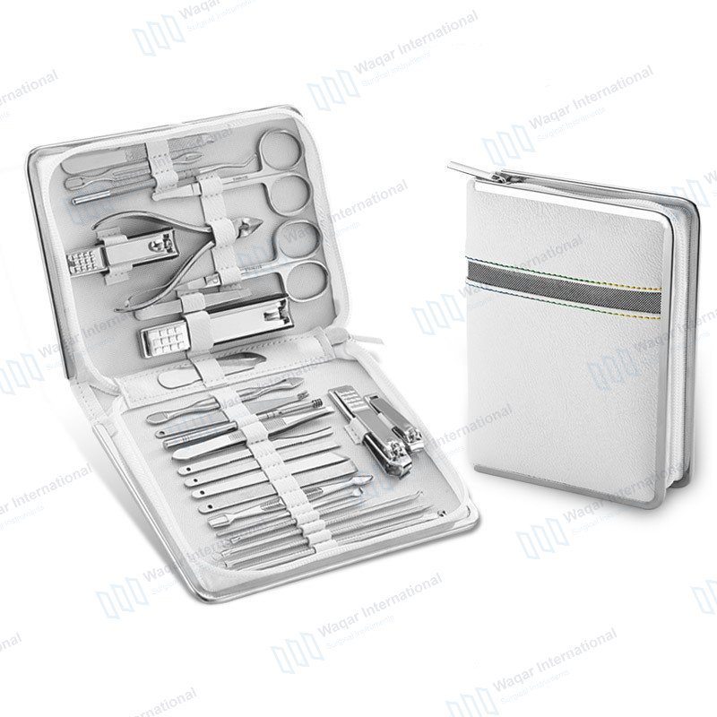 8pcs Stainless Steel Blades Manicure Set Nail Clipper Scissor — beauty instruments manufactured by Waqar International, Sialkot
