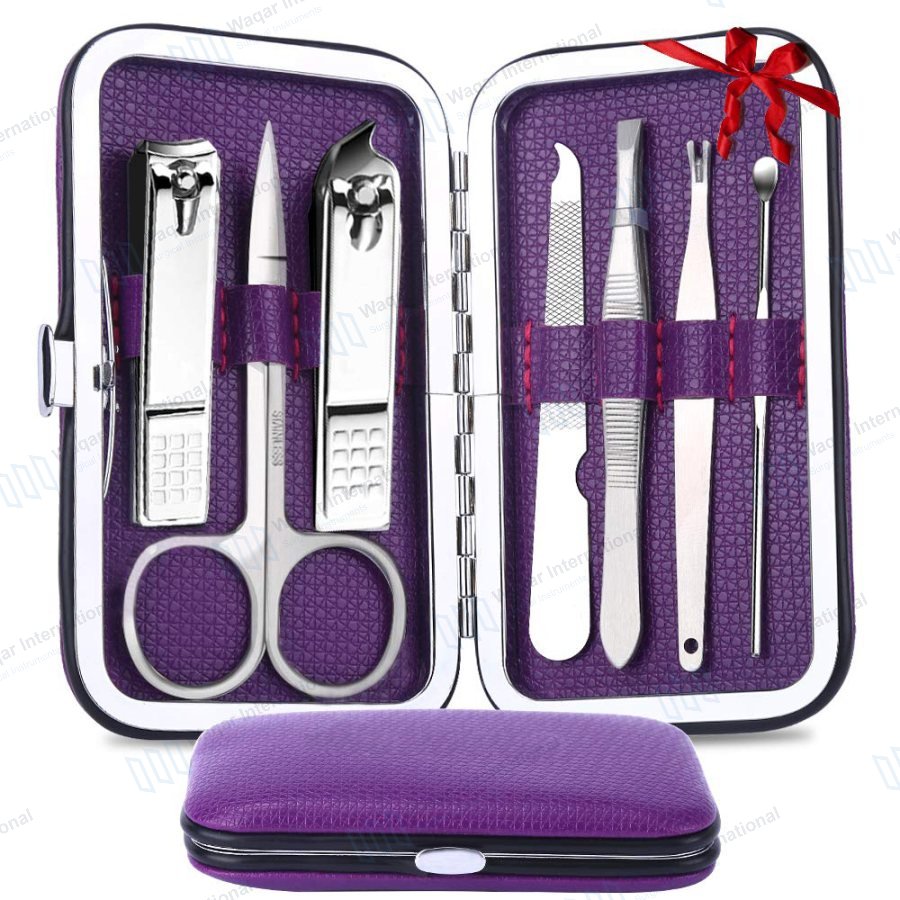 8pcs Stainless Steel Portable Manicure Set Sharp — beauty instruments manufactured by Waqar International, Sialkot