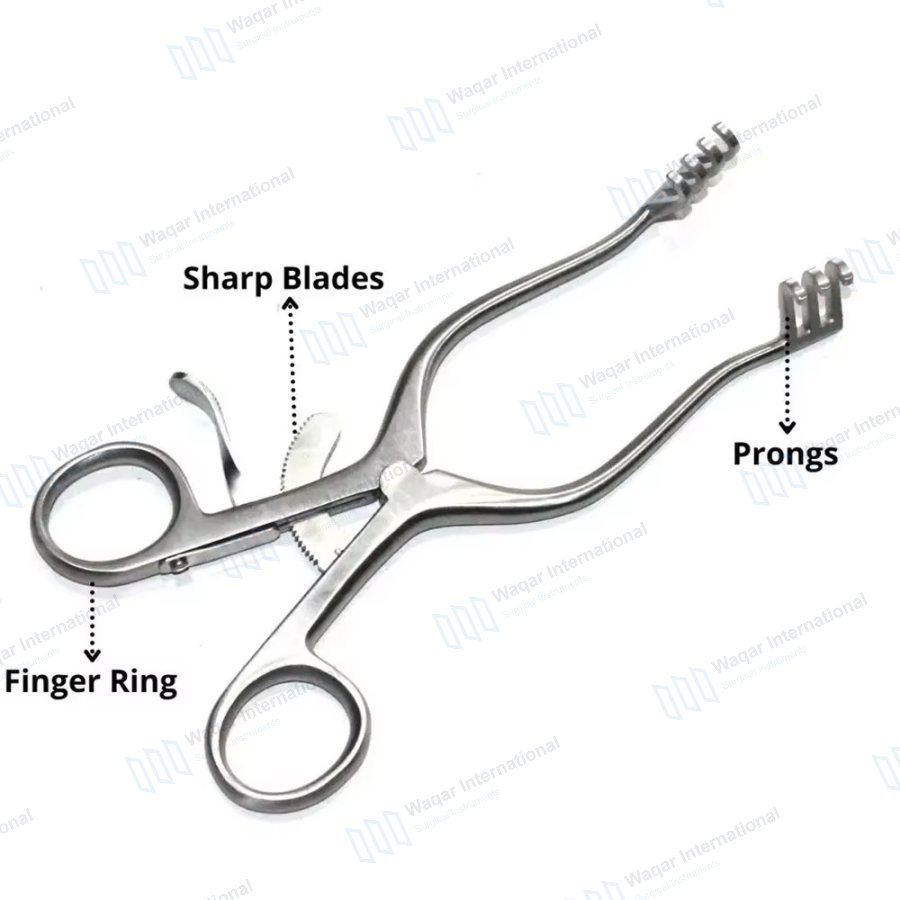 Schuknecht Self-Retaining Postauricular Retractor Stainless Steel Reusable Autoclavable — ent instruments manufactured by Waqar International, Sialkot