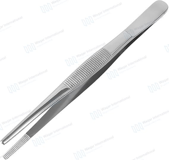 Stainless Steel Dressing Forceps Straight Surgical Thumb Tweezer — dental instruments manufactured by Waqar International, Sialkot