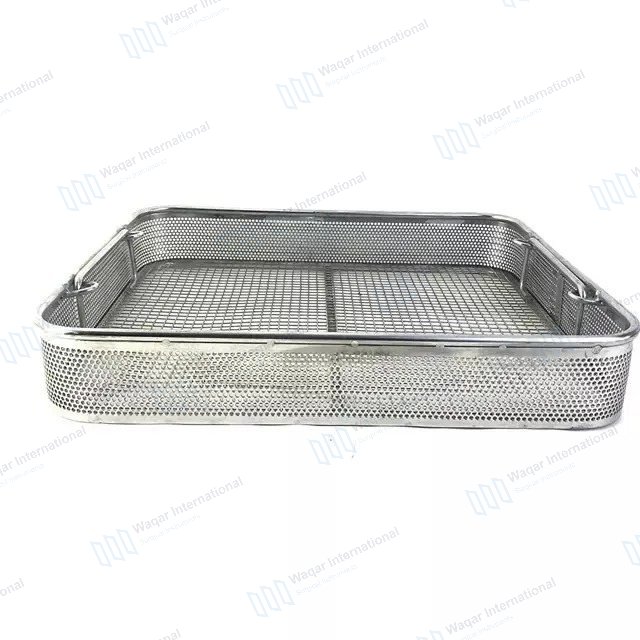 Stainless Steel Mesh Sterilization Tray Reusable Surgical Instrument Basket — surgical instruments manufactured by Waqar International, Sialkot
