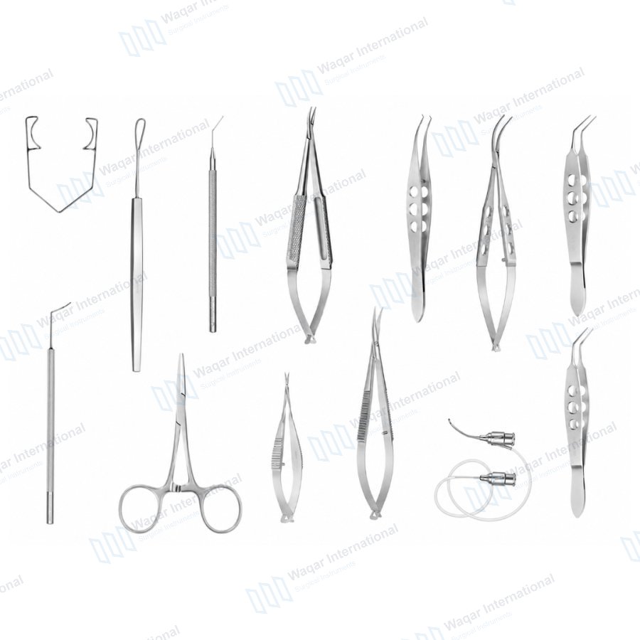 13 PCS Stainless Steel Cataract Surgery — eye instruments manufactured by Waqar International, Sialkot