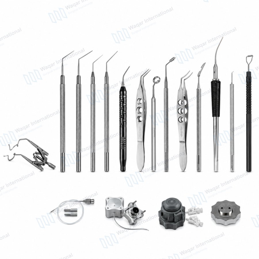 Reusable Endothelial Transplant Set 15 PCS Ophthalmic Microsurgical Instruments — eye instruments manufactured by Waqar International, Sialkot