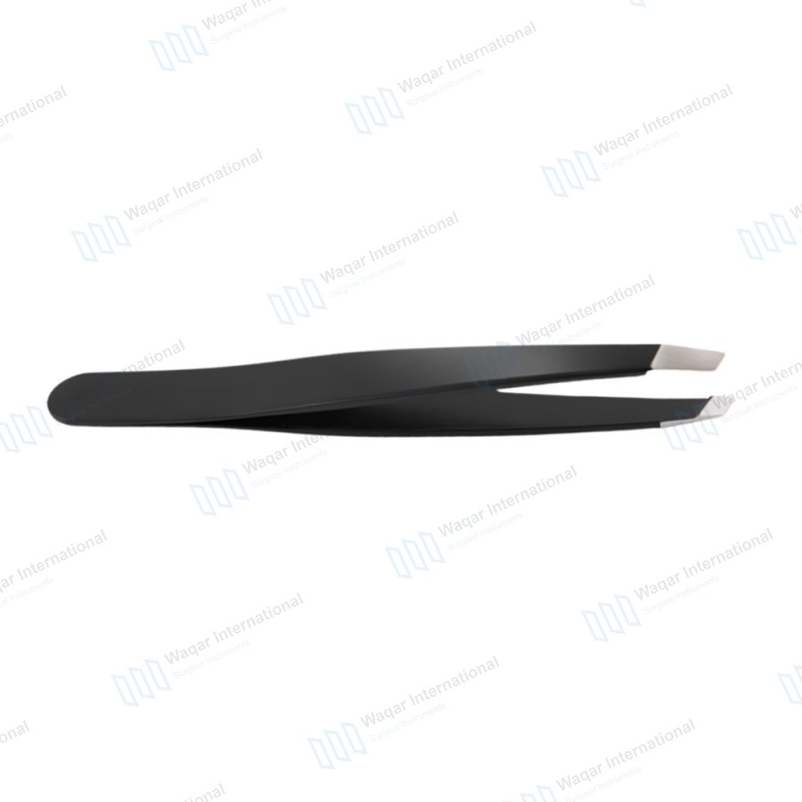 Stainless Steel Eyebrow Tweezers Precision Slant Tip — beauty instruments manufactured by Waqar International, Sialkot