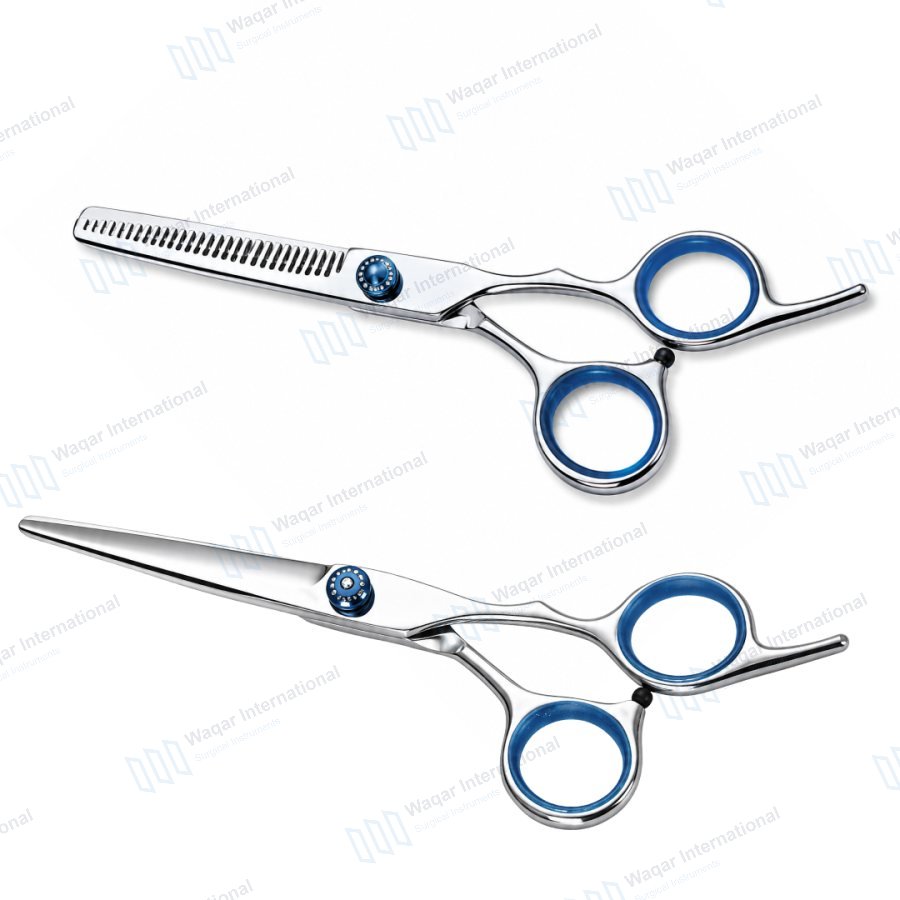 Sharp Blade Hair Thinning and Barber Scissors Set — beauty instruments manufactured by Waqar International, Sialkot