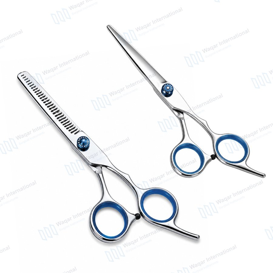 Hairdressing Thinning Shears and Barber Scissors Set Salon — beauty instruments manufactured by Waqar International, Sialkot