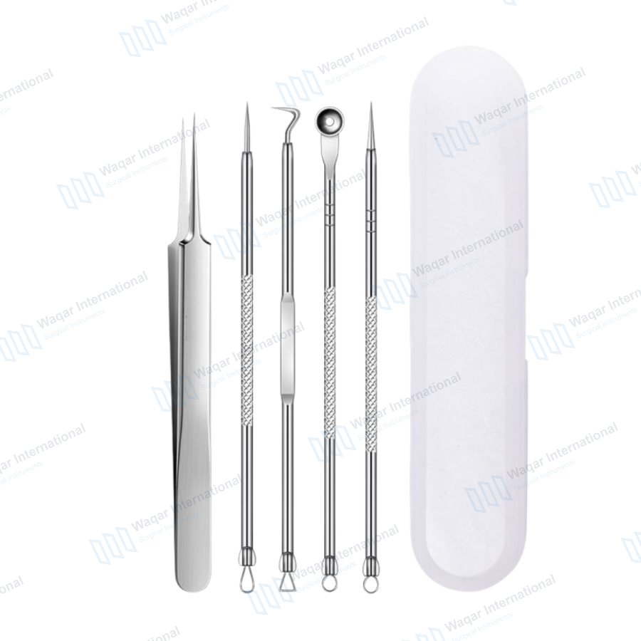 5Pcs Stainless Steel Blackhead Remover Tool Set Comedone Extractor — beauty instruments manufactured by Waqar International, Sialkot