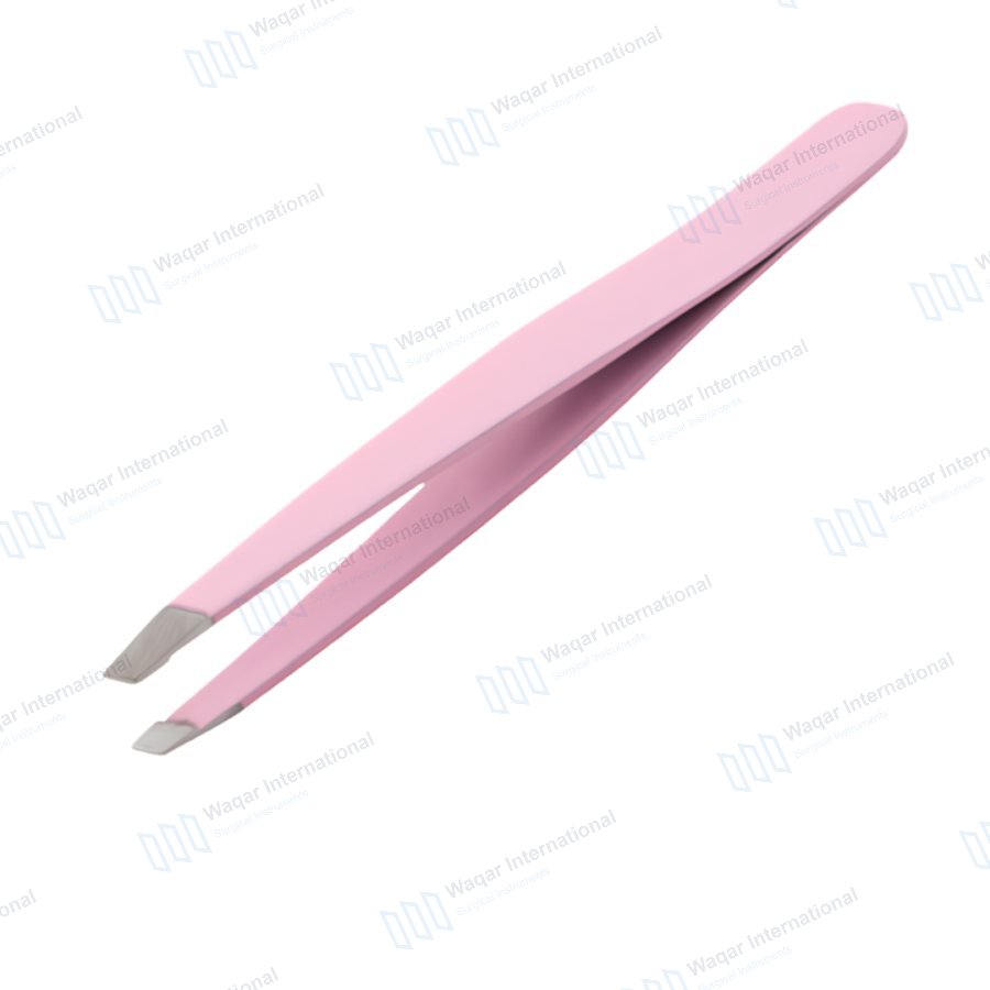 Gold Silver Slant Tip Eyebrow Tweezers Ergonomic Design — beauty instruments manufactured by Waqar International, Sialkot
