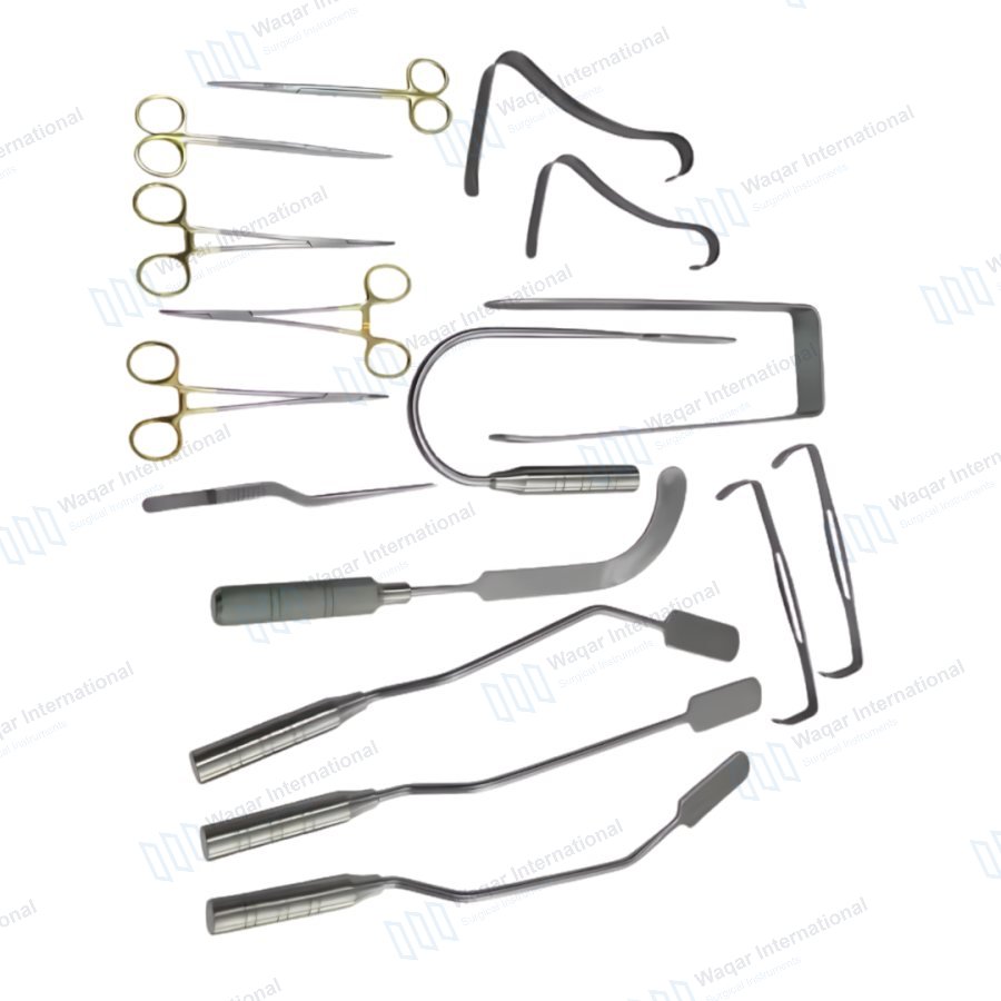 Breast Augmentation Surgical Instrument Set 16 PCS — surgical instruments manufactured by Waqar International, Sialkot