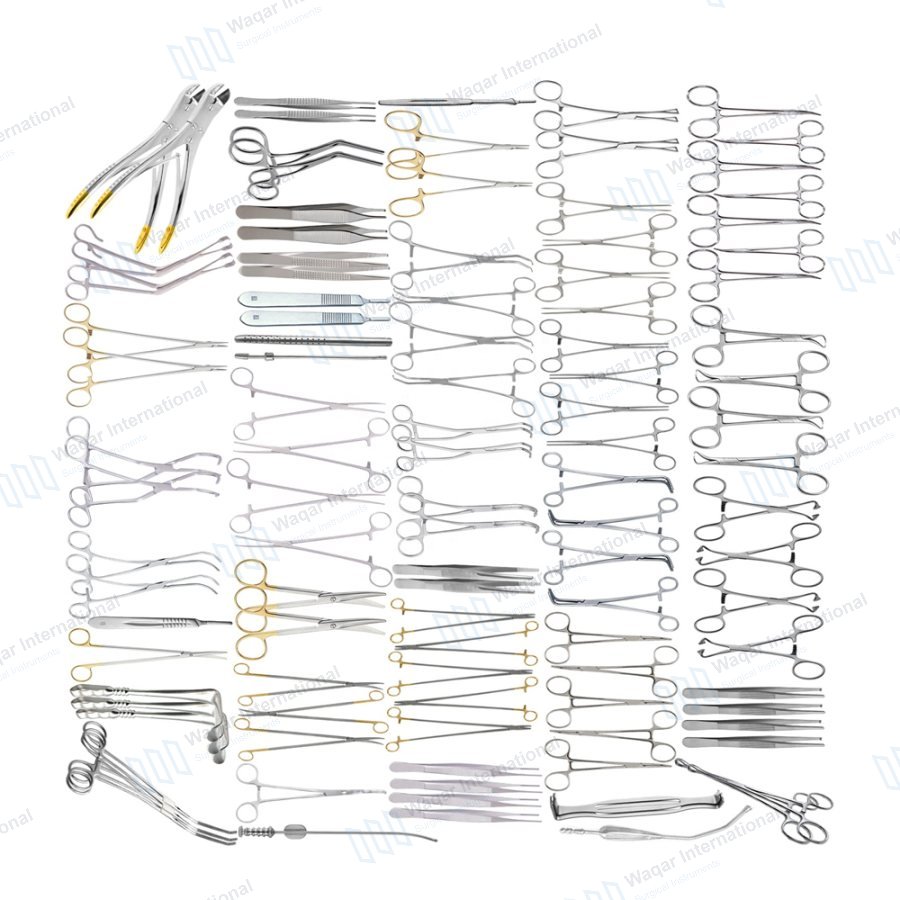 92 PCS Open Heart Surgery Instrument Set — surgical instruments manufactured by Waqar International, Sialkot