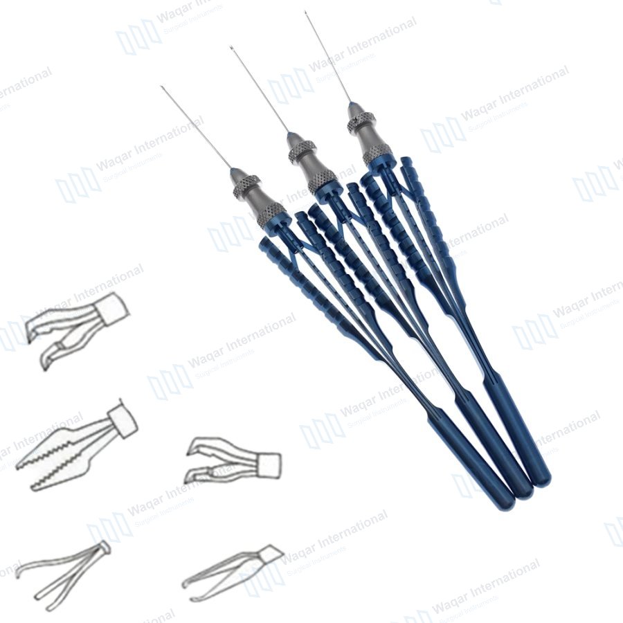 Arthroscopy Surgical Instrument Set 3-Piece Blue Handle — surgical instruments manufactured by Waqar International, Sialkot