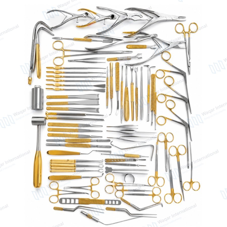 Rhinoplasty Surgical Instrument Set 82 Piece Nose Reconstruction — ent instruments manufactured by Waqar International, Sialkot