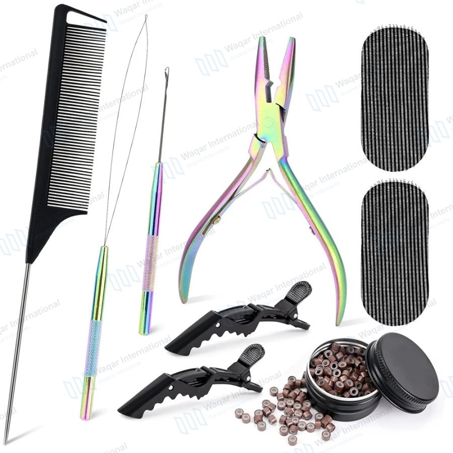 Manufacturing Hair Extension Pliers Kit Surgical — surgical instruments manufactured by Waqar International, Sialkot