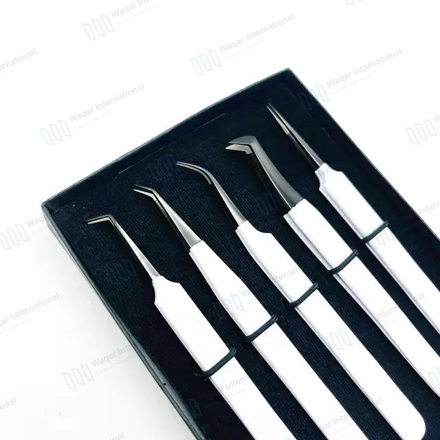 Pointed Curved Tip Stainless Steel Anti-Static — beauty instruments manufactured by Waqar International, Sialkot