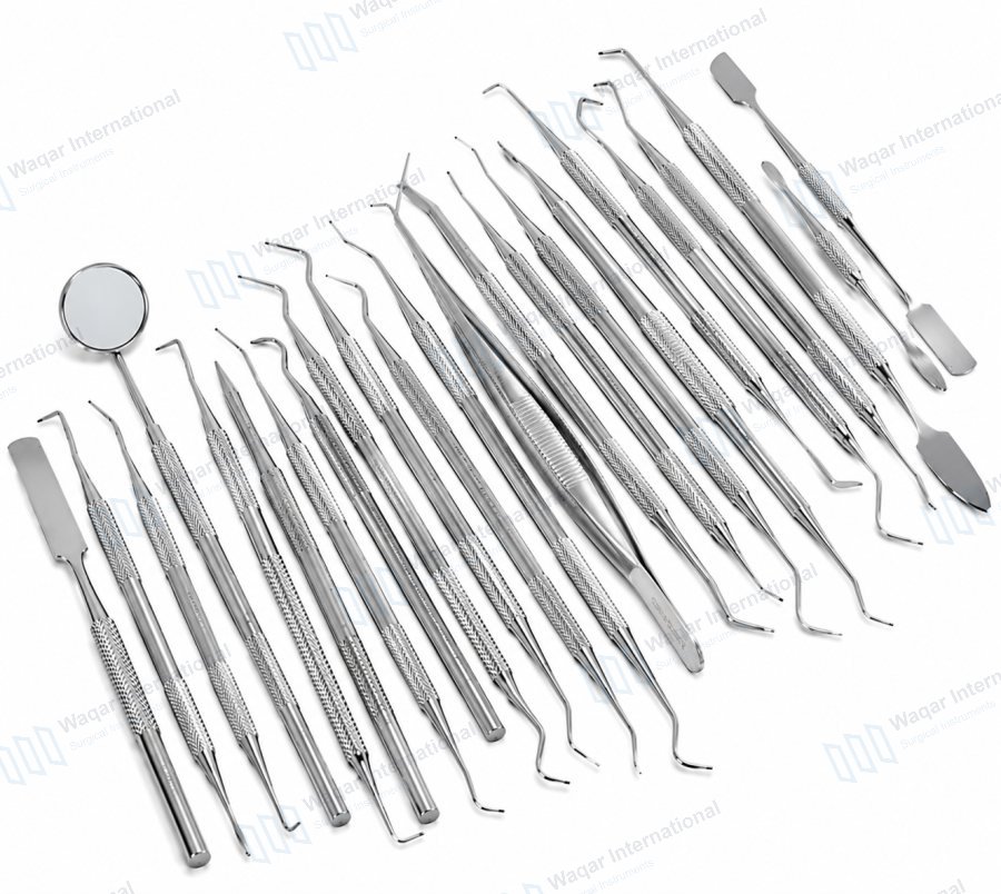Dental Micro Probe Scaler Explorer Set Stainless Steel Double — dental instruments manufactured by Waqar International, Sialkot