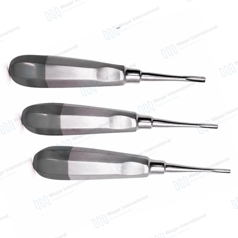 3 PCS Dental Straight Extraction Elevator Set — dental instruments manufactured by Waqar International, Sialkot