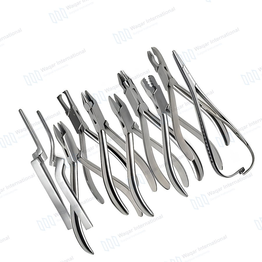 10 PCS Dental Orthodontic Pliers Set — dental instruments manufactured by Waqar International, Sialkot
