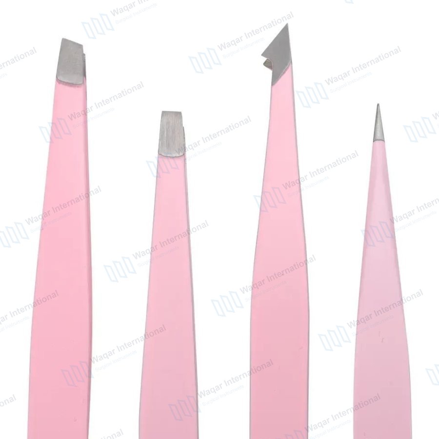Eyebrow Tweezer Set 4 PCS Stainless Steel Beauty — beauty instruments manufactured by Waqar International, Sialkot