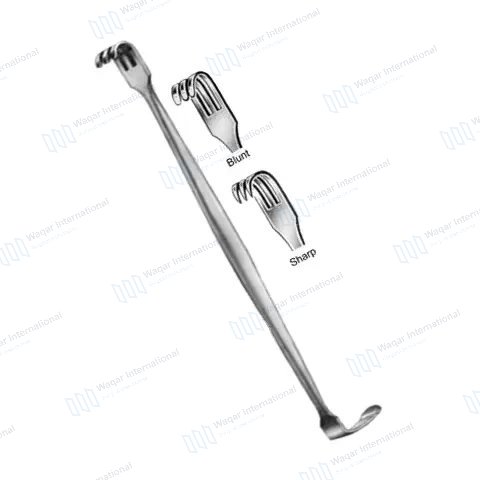 Skin Hook Blunt Sharp Stainless Steel Surgical Retractor Dermatology — surgical instruments manufactured by Waqar International, Sialkot