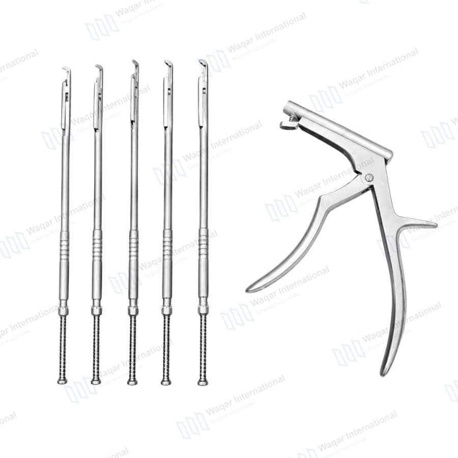 Interlaminar Kerrison Rotating Rongeur Set Spine Neurosurgery Instrument — neuro surgical manufactured by Waqar International, Sialkot
