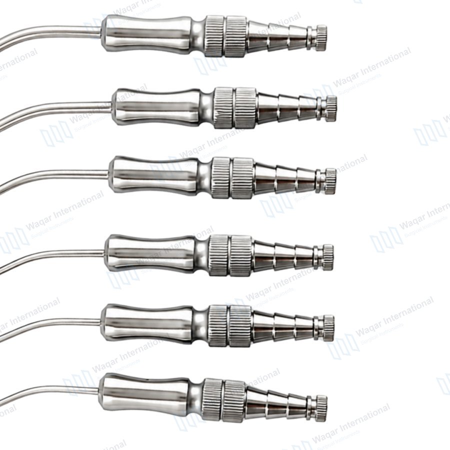 Complete Steel Frazier Suction Tubes Ball Tip Set — ent instruments manufactured by Waqar International, Sialkot