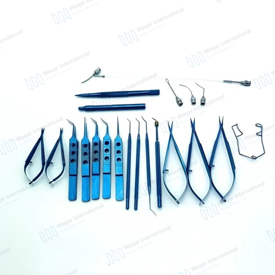 Ophthalmic Eye Surgery Instrument Kit 21 Piece — eye instruments manufactured by Waqar International, Sialkot