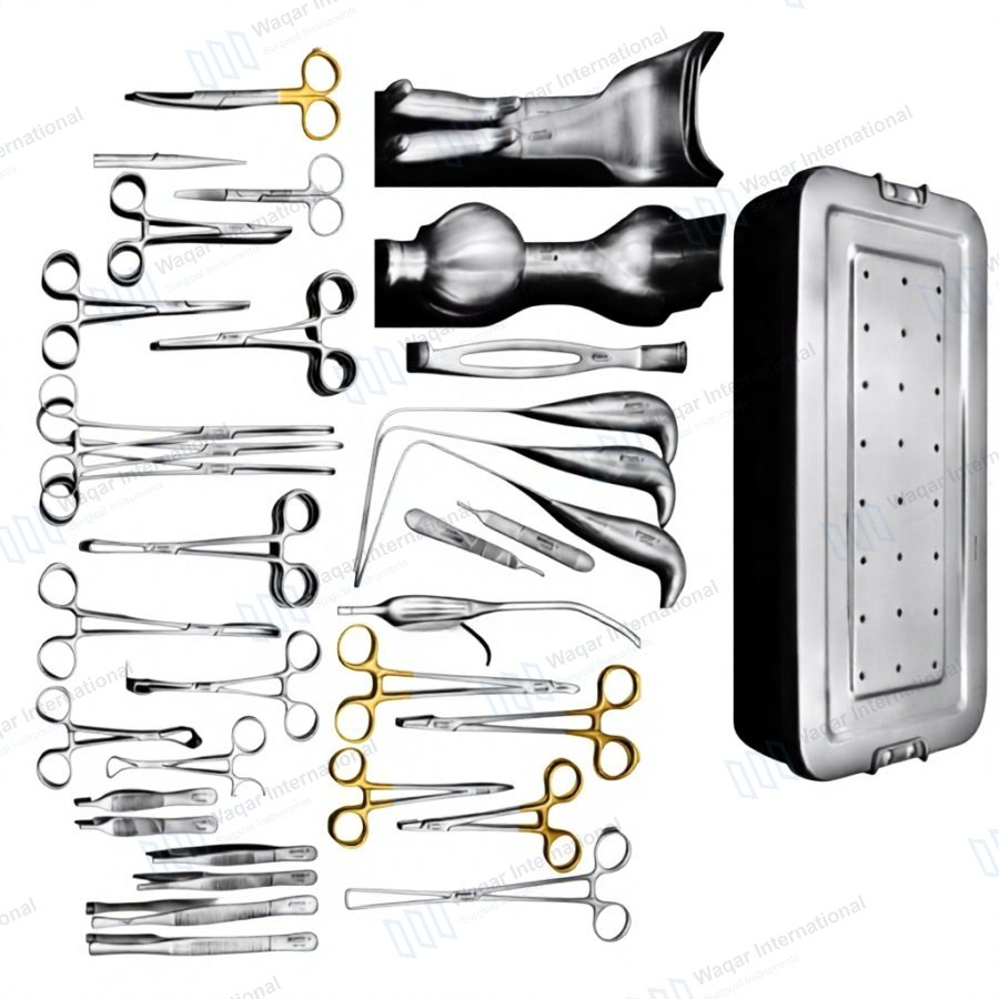 Vaginal Hysterectomy Instrument Set Gynecological Surgery Kit Uterine Removal — surgical instruments manufactured by Waqar International, Sialkot