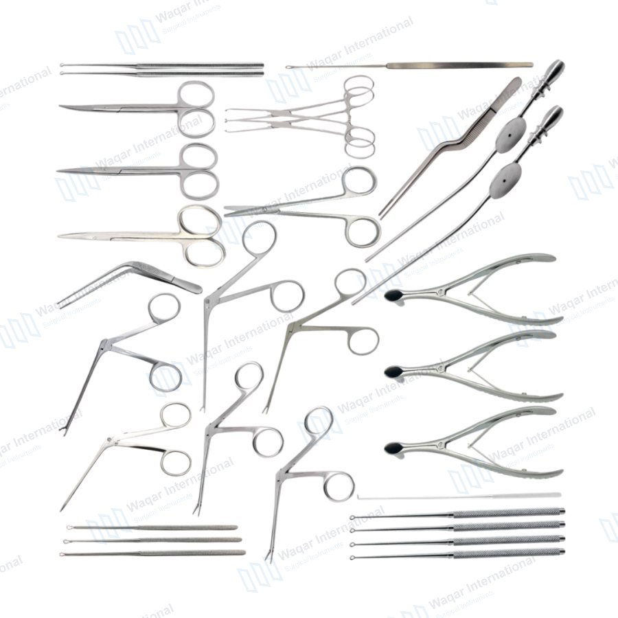 31Pcs ENT Instrument Set Ear Nose Throat Surgery Kit — ent instruments manufactured by Waqar International, Sialkot