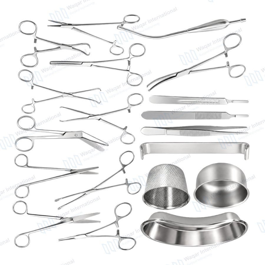 C Section Delivery Surgical Instrument Set Obstetric Operating — surgical instruments manufactured by Waqar International, Sialkot