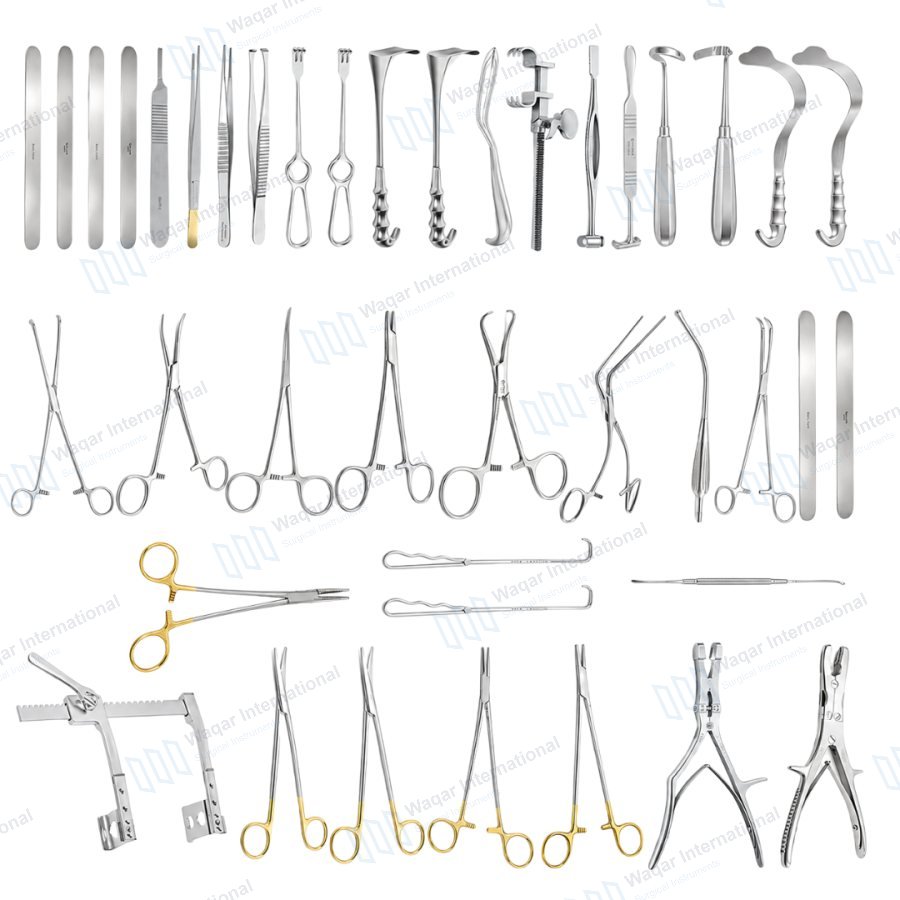 Thoracic Surgery Instrument Kit Thoracotomy Surgical Set Chest Procedures — orthopedic instruments manufactured by Waqar International, Sialkot