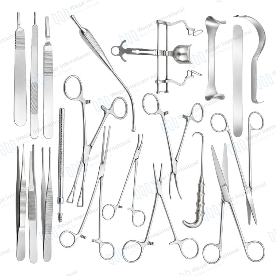 Gynecological Hysterectomy Instrument Kit Uterus Removal Surgery Tools — surgical instruments manufactured by Waqar International, Sialkot