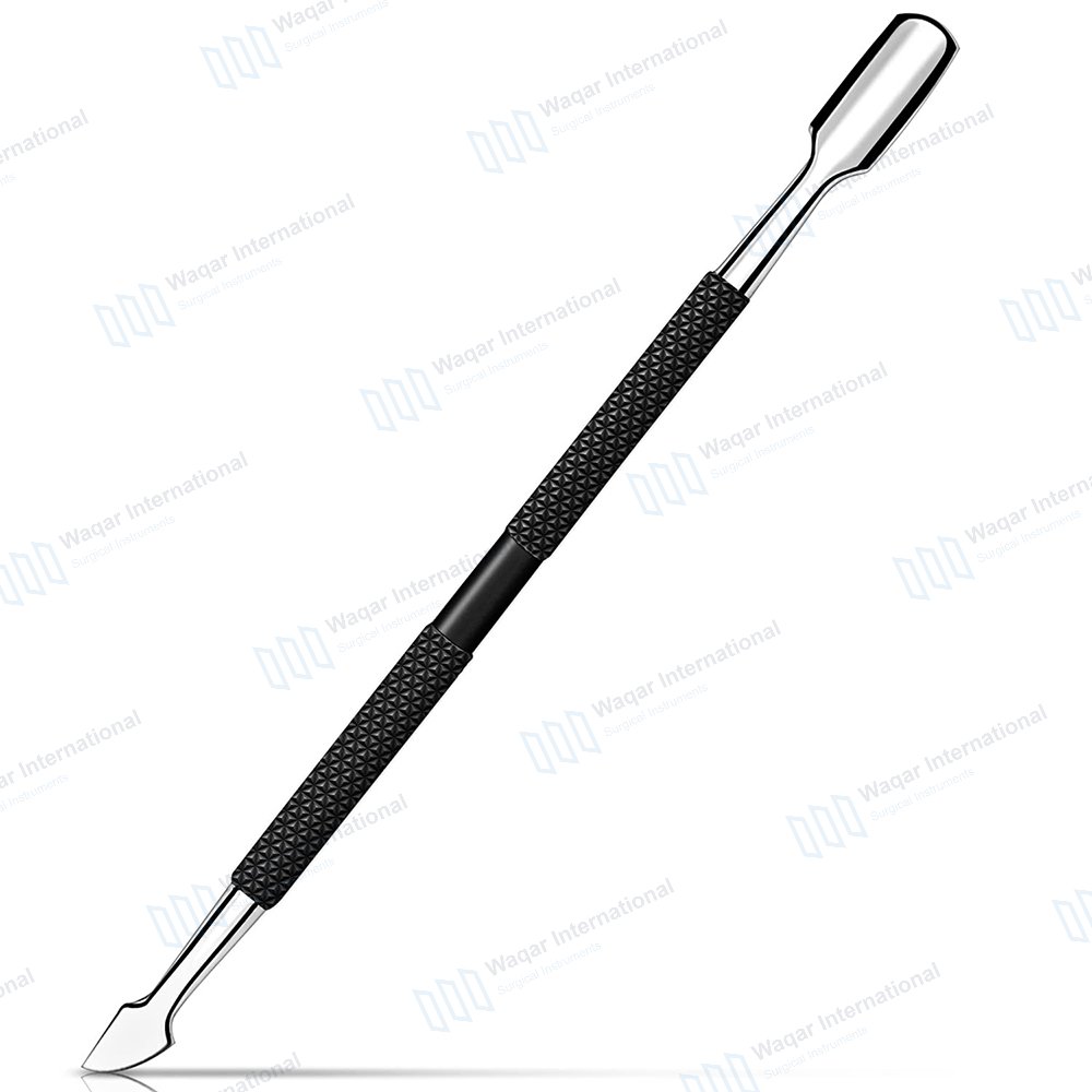 Black Stainless Steel Manicure Nail Pusher Gel Polish Remover — surgical instruments manufactured by Waqar International, Sialkot