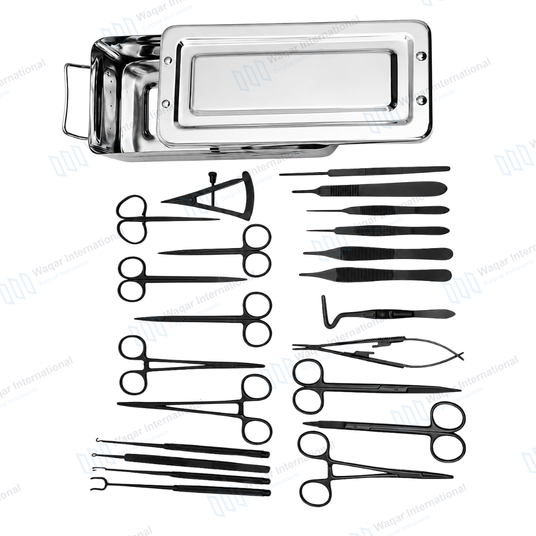 Blepharoplasty Instrument Set for Cosmetic Eyelid Surgery — surgical instruments manufactured by Waqar International, Sialkot