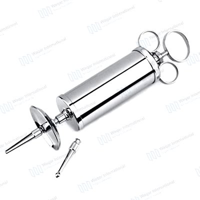 Disposable Automatic Veterinary Syringe Stainless Steel Adjustable Obstetric — surgical instruments manufactured by Waqar International, Sialkot