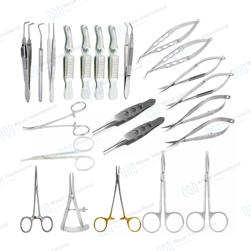 Eye Muscle Surgery Instruments Set 23Pcs — surgical instruments manufactured by Waqar International, Sialkot
