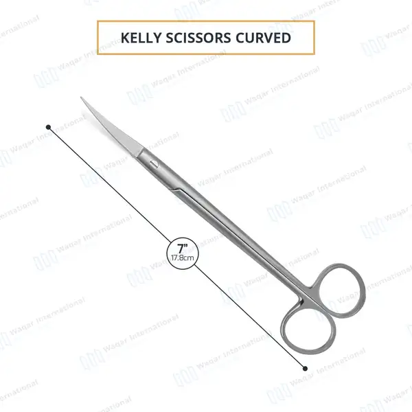 Kelly Scissors 7″ Curved Sharp Blades - surgical instruments manufactured by Waqar International, Sialkot - view 3