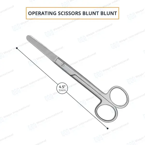 Operating Scissors 4.5″ Straight Blunt/Blunt Round Pattern - surgical instruments manufactured by Waqar International, Sialkot - view 2