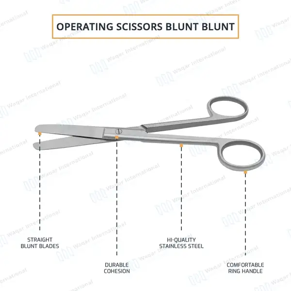 Operating Scissors 4.5″ Straight Blunt/Blunt Round Pattern - surgical instruments manufactured by Waqar International, Sialkot - view 3