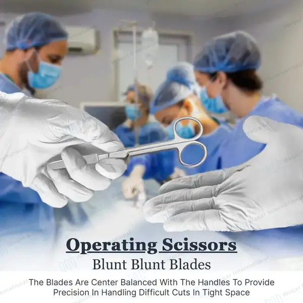 Operating Scissors 4.5″ Straight Blunt/Blunt Round Pattern - surgical instruments manufactured by Waqar International, Sialkot - view 7