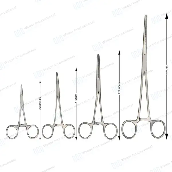 4 Curved Hemostat Forceps Set 3.5”, 5″, 6.25″ & 8″ - surgical instruments manufactured by Waqar International, Sialkot - view 2