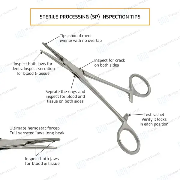 4 Straight Hemostat Set 3.5”, 5″, 6.25″ & 8″ - surgical instruments manufactured by Waqar International, Sialkot - view 4