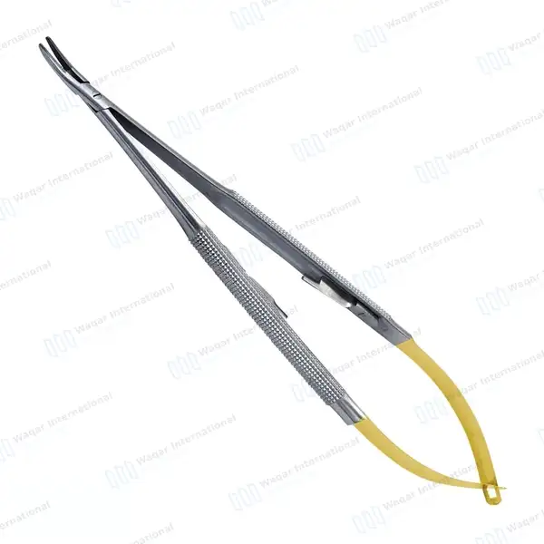 T/C Castroviejo Needle Holder Curved Serrated Tips with Lock - surgical instruments manufactured by Waqar International, Sialkot - view 2