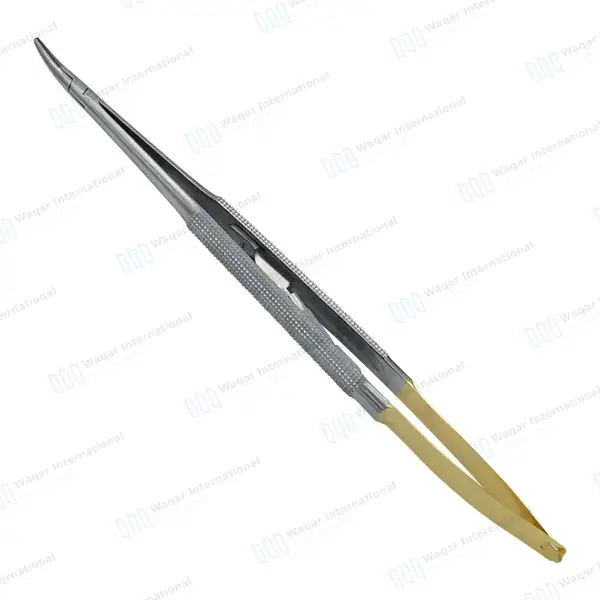 T/C Castroviejo Needle Holder Curved Serrated Tips with Lock - surgical instruments manufactured by Waqar International, Sialkot - view 8