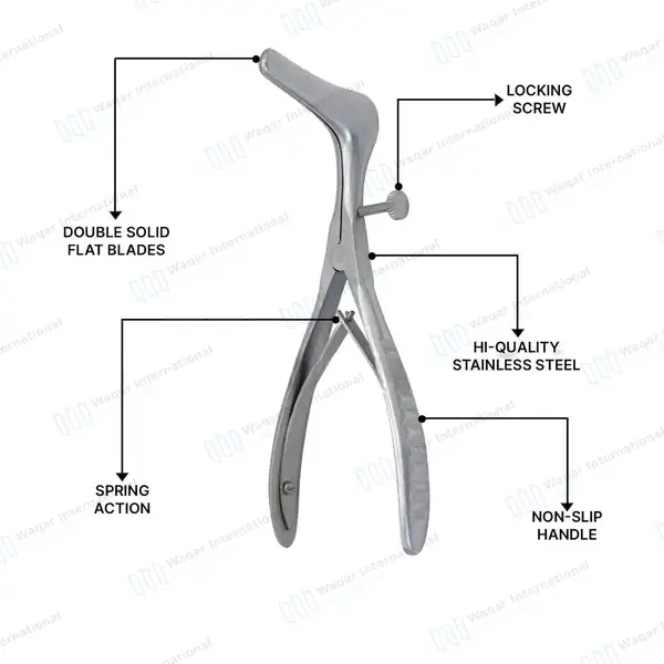 Cottle Nasal Speculum 6″ with 35mm, 50mm, 75mm, 90mm Blades - surgical instruments manufactured by Waqar International, Sialkot - view 3