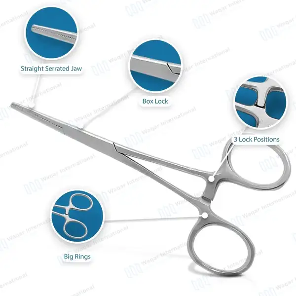 10 Pcs Mosquito Hemostat Forceps Set 5″ Straight - surgical instruments manufactured by Waqar International, Sialkot - view 2