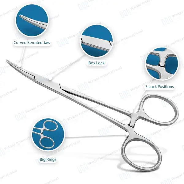 10 Pcs Mosquito Hemostat Forceps Set 5″ Curved - surgical instruments manufactured by Waqar International, Sialkot - view 2