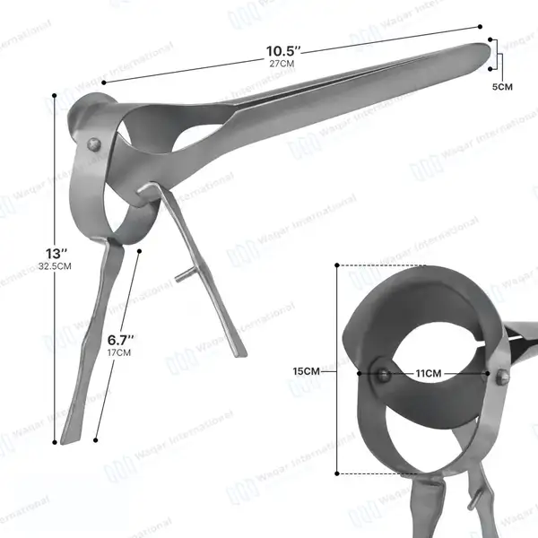 Veterinary Vaginal Speculum 10.5″ (27cm) with Two Blades - surgical instruments manufactured by Waqar International, Sialkot - view 3