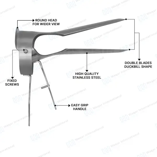 Veterinary Vaginal Speculum 10.5″ (27cm) with Two Blades - surgical instruments manufactured by Waqar International, Sialkot - view 4