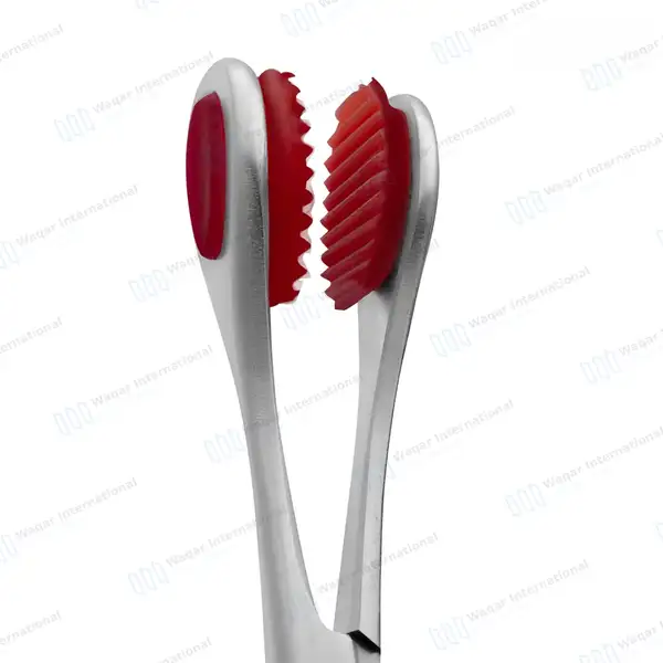 Young Tongue Forceps 7″ (17.8cm) with Silicone Grip Tips - surgical instruments manufactured by Waqar International, Sialkot - view 5