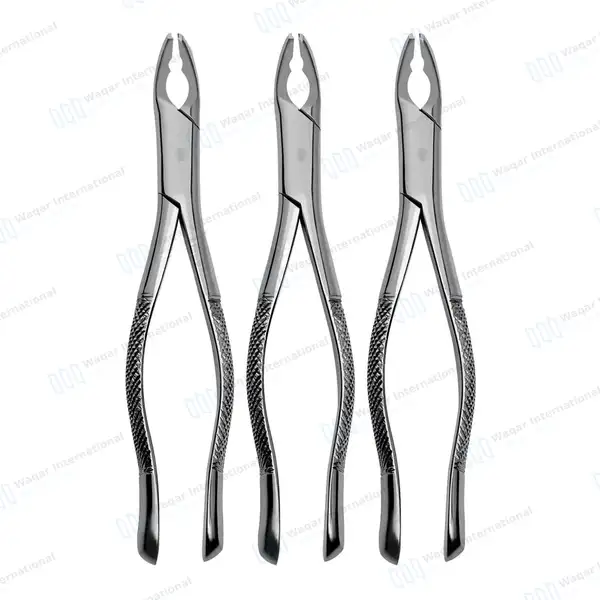 3 Pcs Extracting Forceps Set #151AS Serrated Split Beaks - dental instruments manufactured by Waqar International, Sialkot - view 2